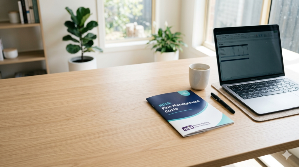A neatly folded NDIS Plan Management guide
