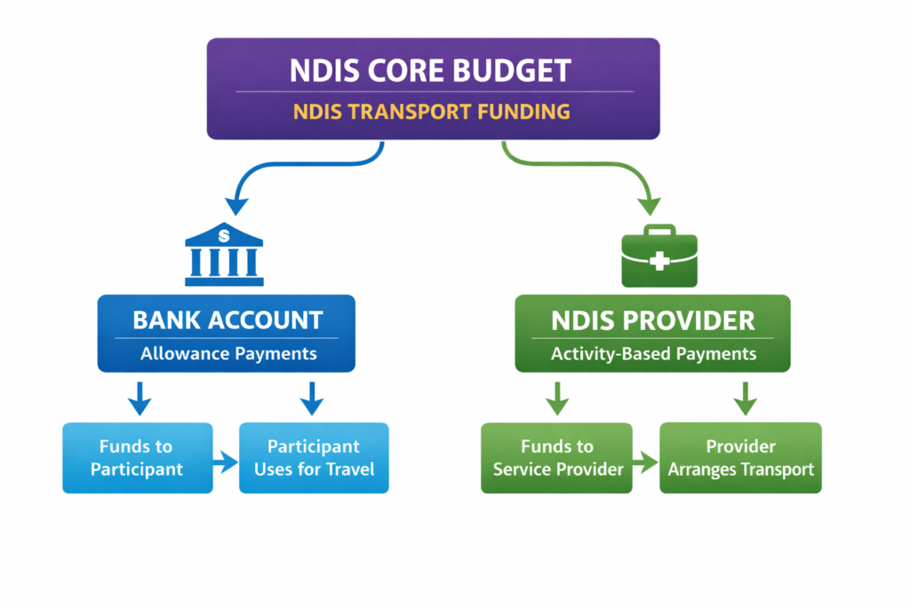A clear diagram showing the flow of funds from the ndis core budget

