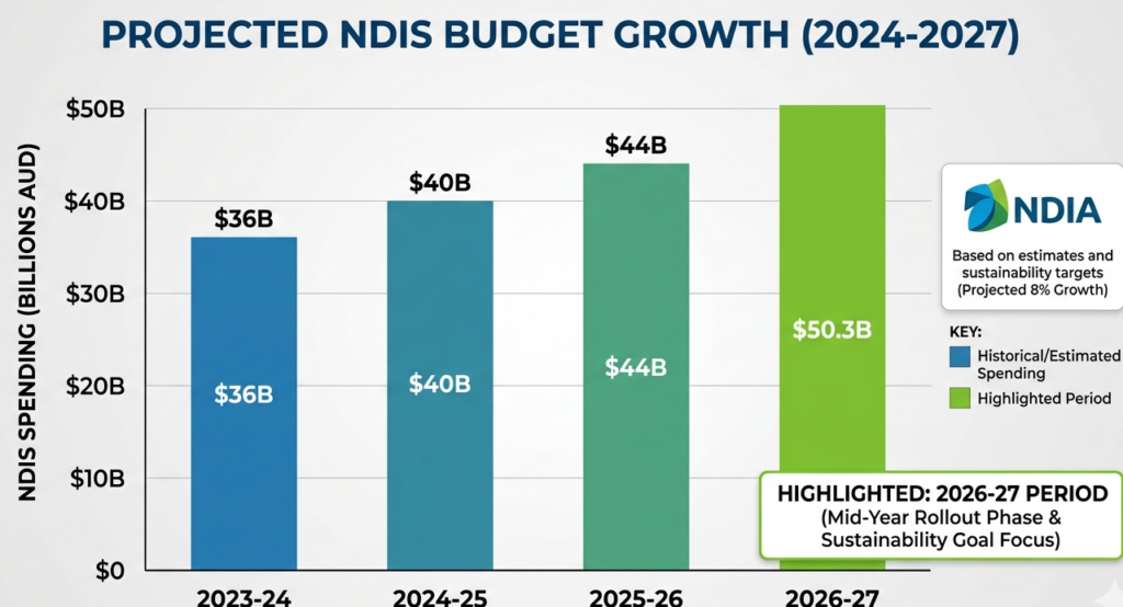 Data chart showing NDIS plan spending projections for the 2026 rollout.
